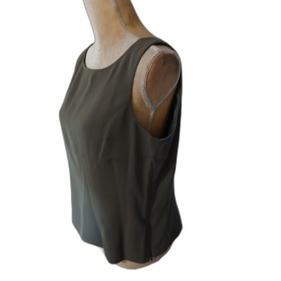 Vintage Amanda Smith sage green sleeveless top fitted side zip sz 12 great suit - Picture 4 of 5